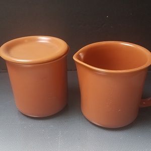 Crown Corning japn sugar creamer terra cotta color